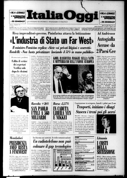 Italia oggi : quotidiano di economia finanza e politica